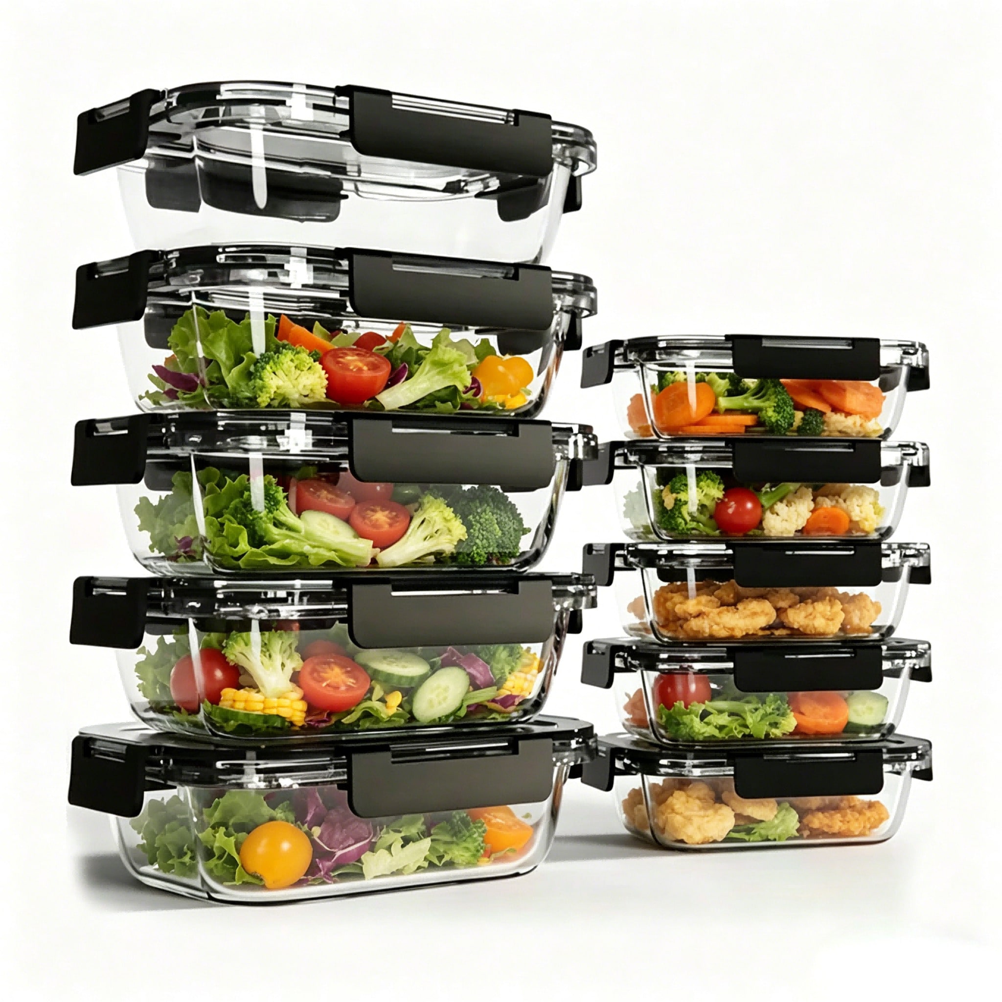 Meal Prep Oven Safe Containers - 10 Pack Glass Meal Prep Containers
