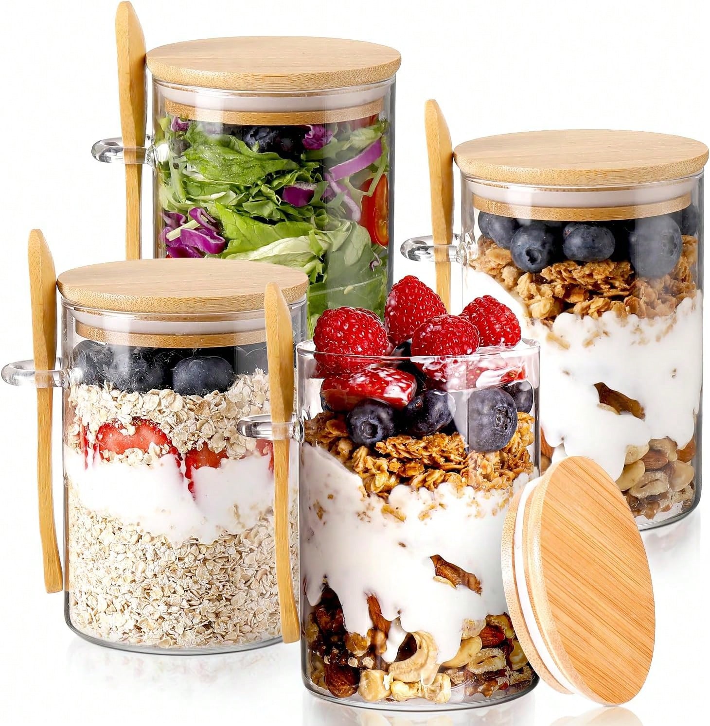Meal Prep Yogurt Parfait - 4 Pack Overnight Oats Jars Modern
