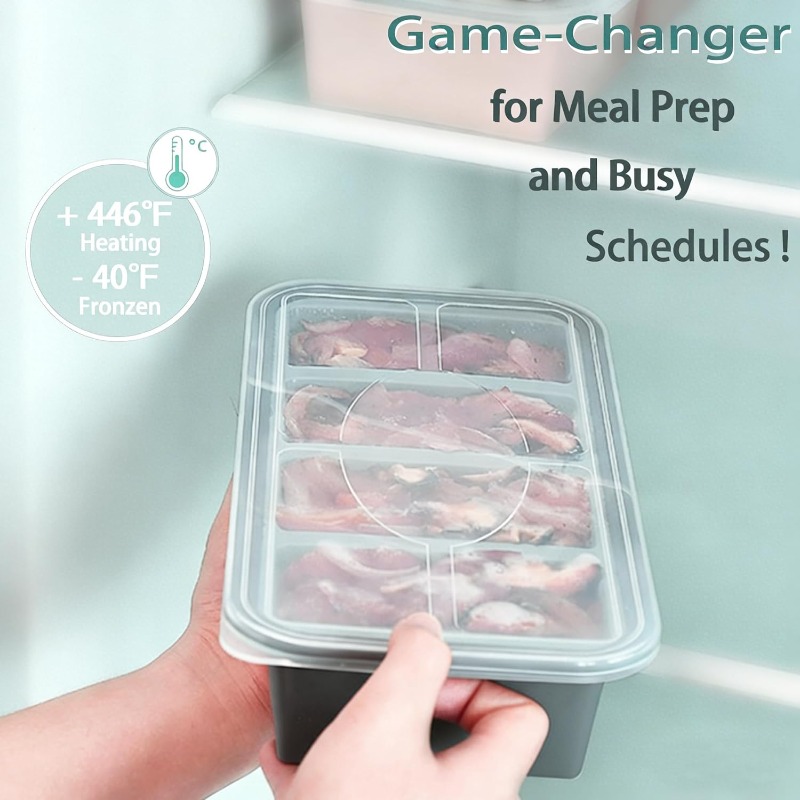 Meal Prep Oven Safe Containers - Silicone Freezer Molds Ice Cube Tray