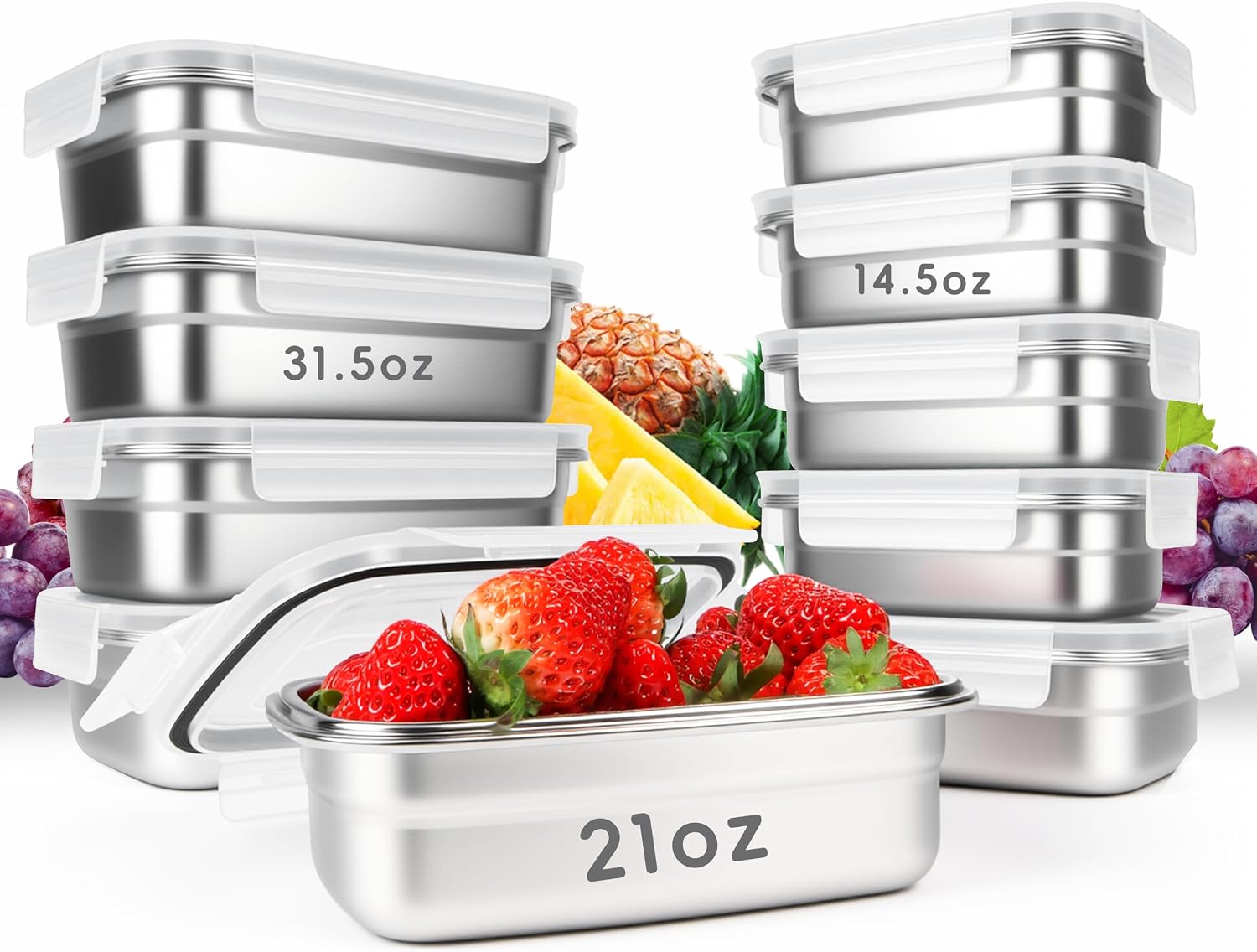 10PCS 304 Stainless Steel Food - Meal Prep Oven Safe Containers review and price