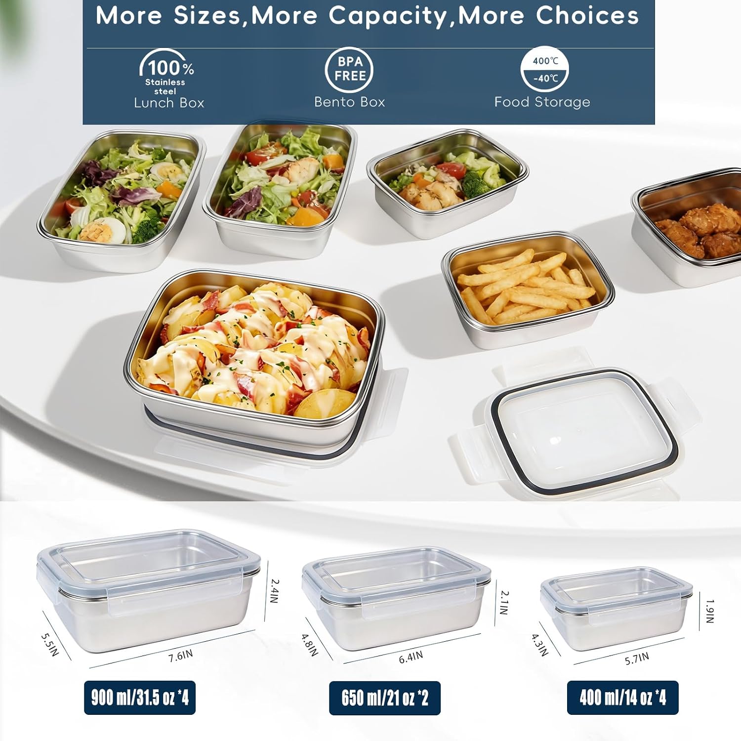 10PCS 304 Stainless Steel Food - Meal Prep Oven Safe Containers review and price