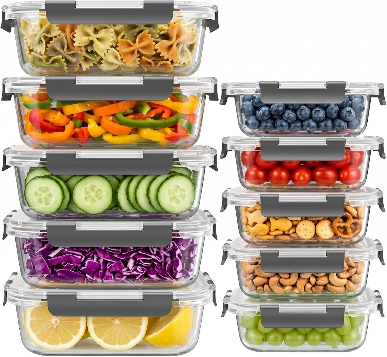 10 Sets Glass Food Storage Con - Meal Prep Oven Safe Containers review and price