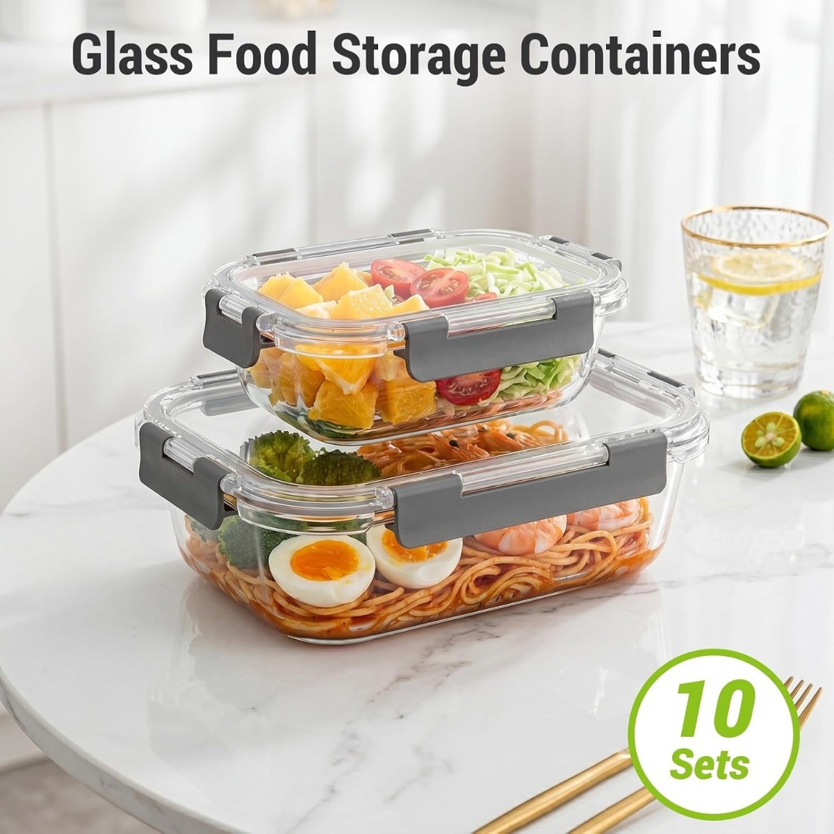 10 Sets Glass Food Storage Con - Meal Prep Oven Safe Containers review and price