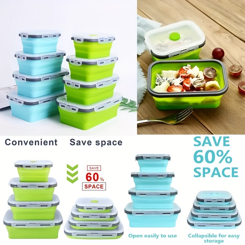 1/4pcs Collapsible Silicone Fo - Meal Prep Tupperware review and price
