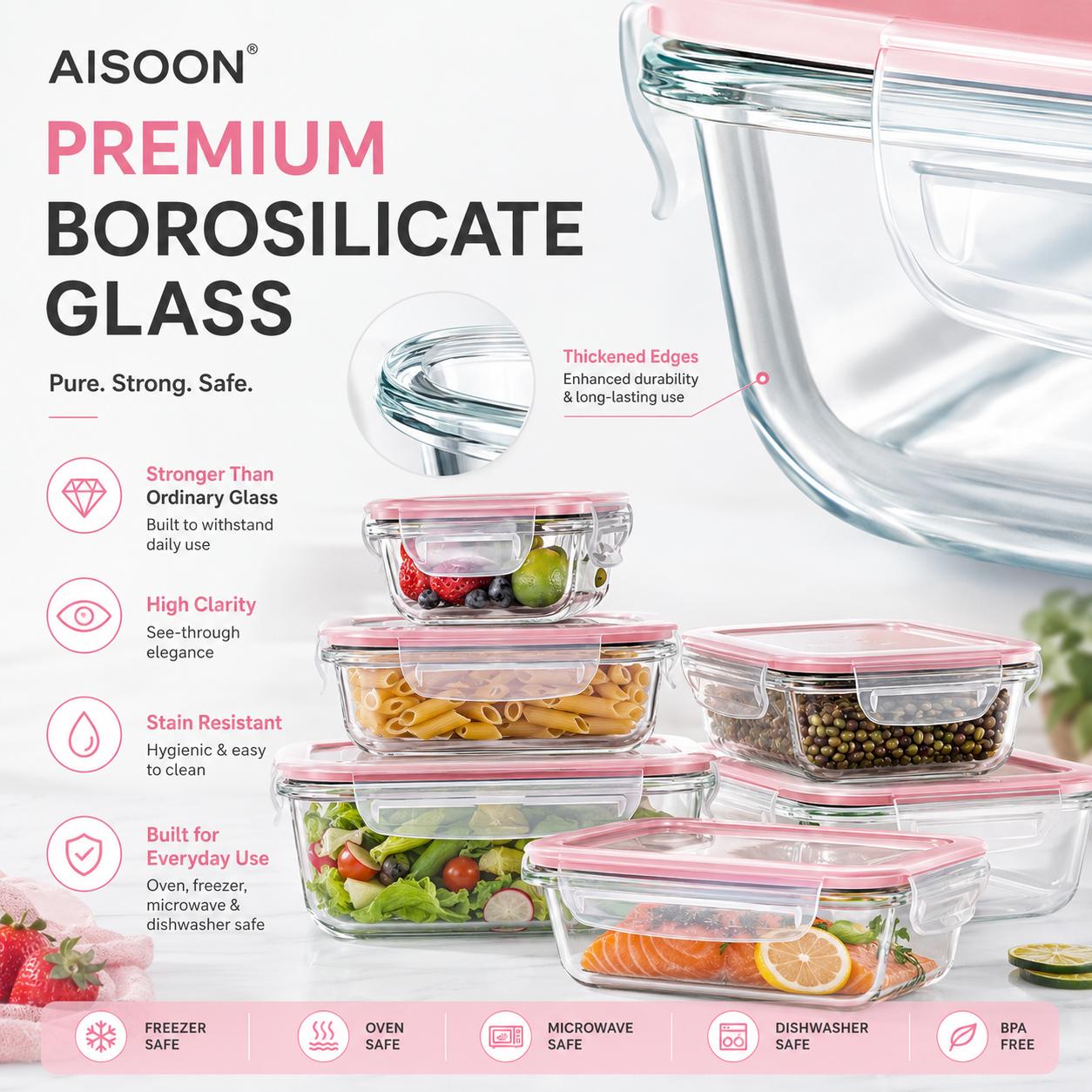 8/12Pcs Stackable Borosilicate - Meal Prep Oven Safe Containers review and price
