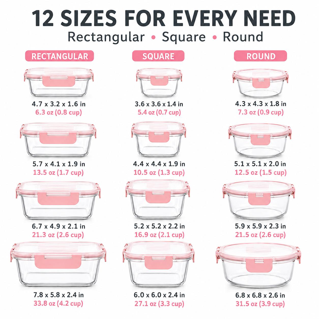8/12Pcs Stackable Borosilicate - Meal Prep Oven Safe Containers review and price